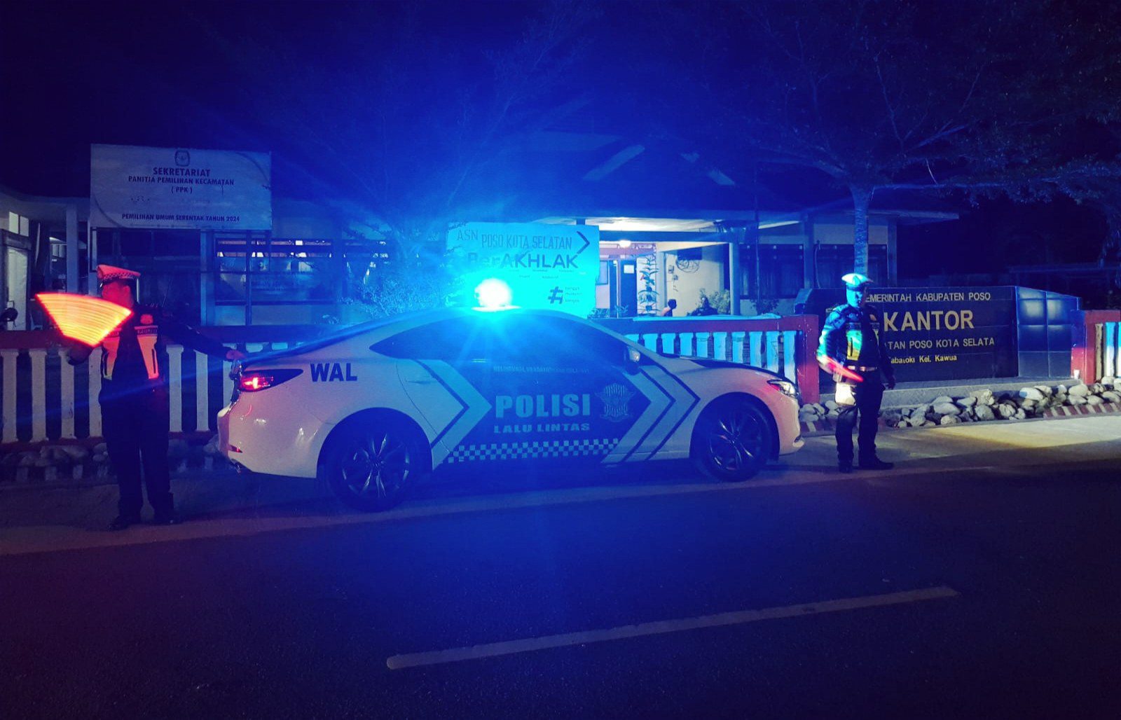 Pasca Pemungutan Suara di Poso, Satgas Kamseltibcarlantas Gencar Patroli Malam