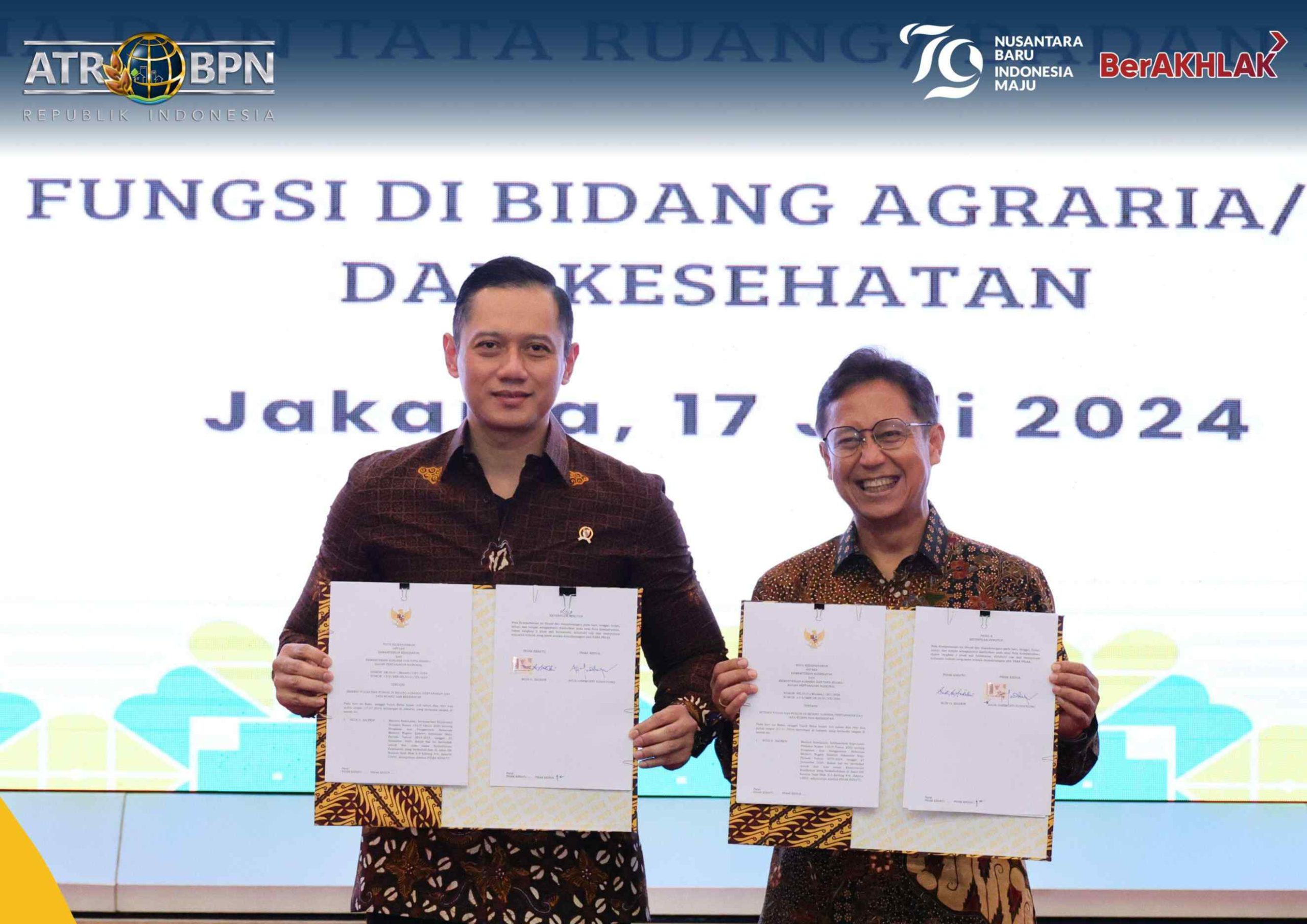 Menteri AHY Teken MoU dengan Menkes, Terkait Peningkatan Kualitas Kesehatan