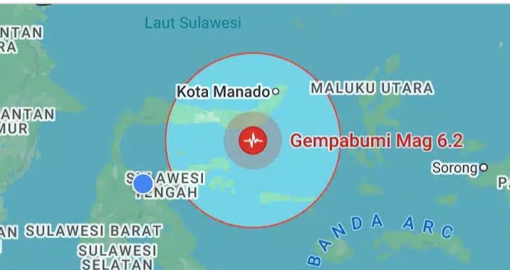 Gempa Bumi M 6,2 Guncang Bolaang Mongondow Selatan, Getaran Terasa Hingga Poso, Sulawesi Tengah
