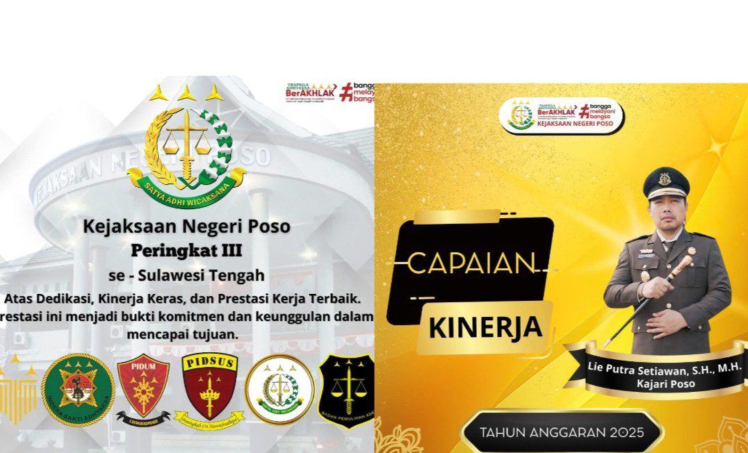 Prestasi di 2025, Kejaksaan Negeri Poso Raih Peringkat III Terbaik se-Sulawesi Tengah