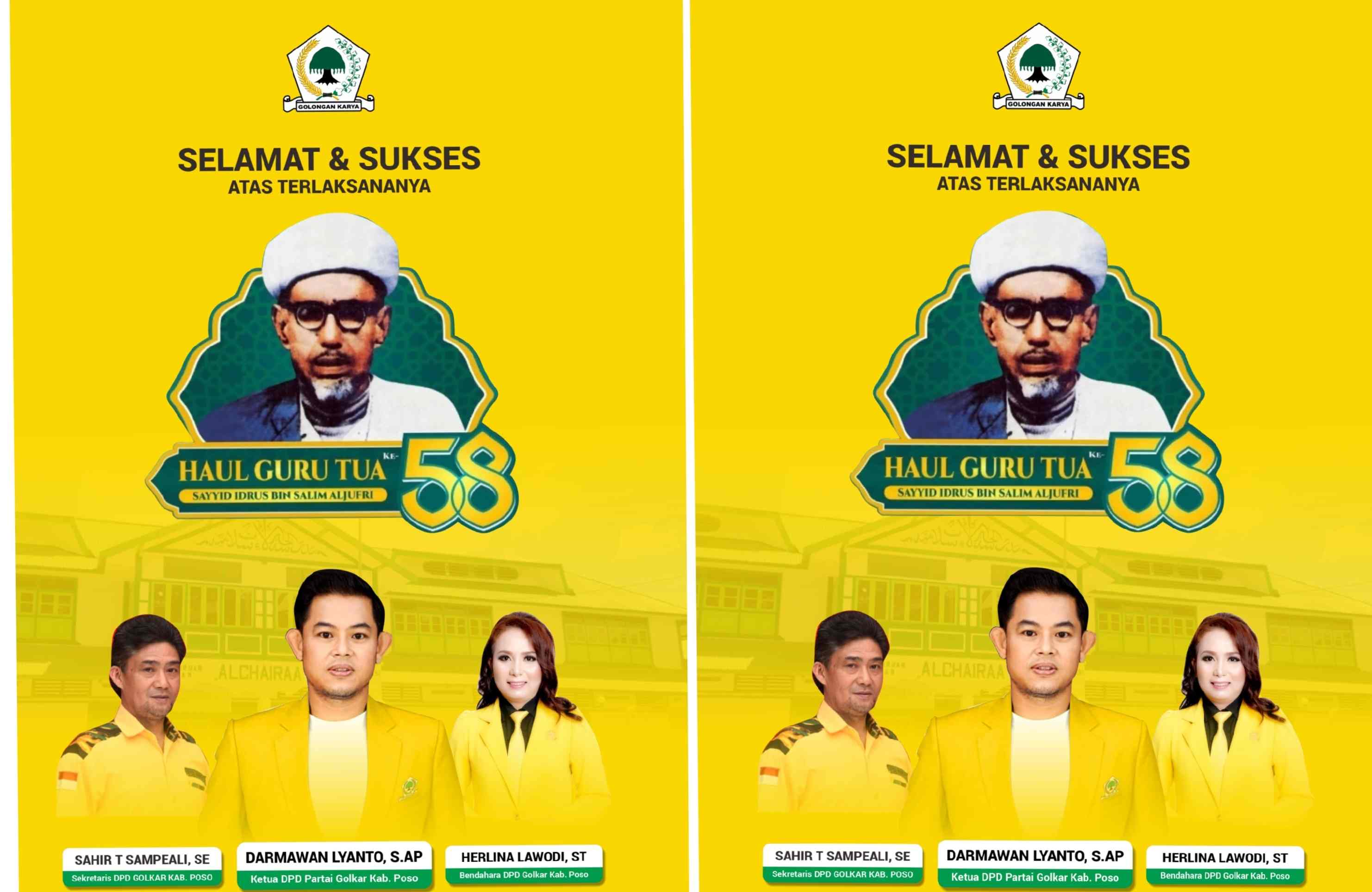 DPD Golkar Poso Beri Ucapan Selamat Atas Terlaksananya Haul Guru Tua ke-58
