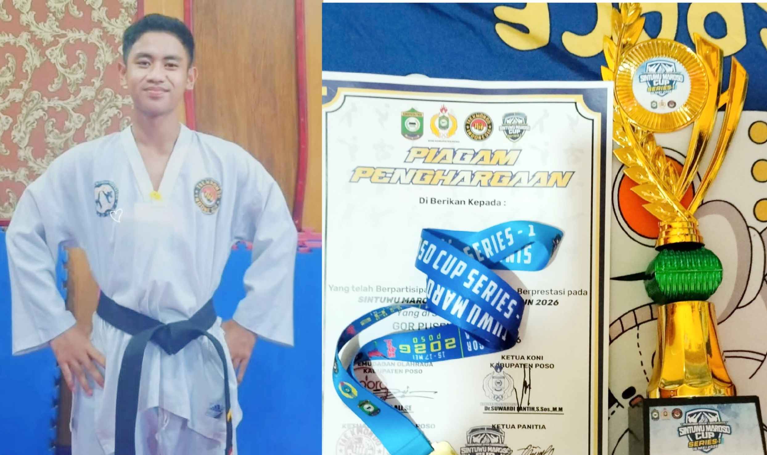 Sabet Emas dan Pemain Terbaik di Sintuwu Maroso Cup I, Atlet Taekwondo Poso Asfar Radhitya Tatap Porprov 2026
