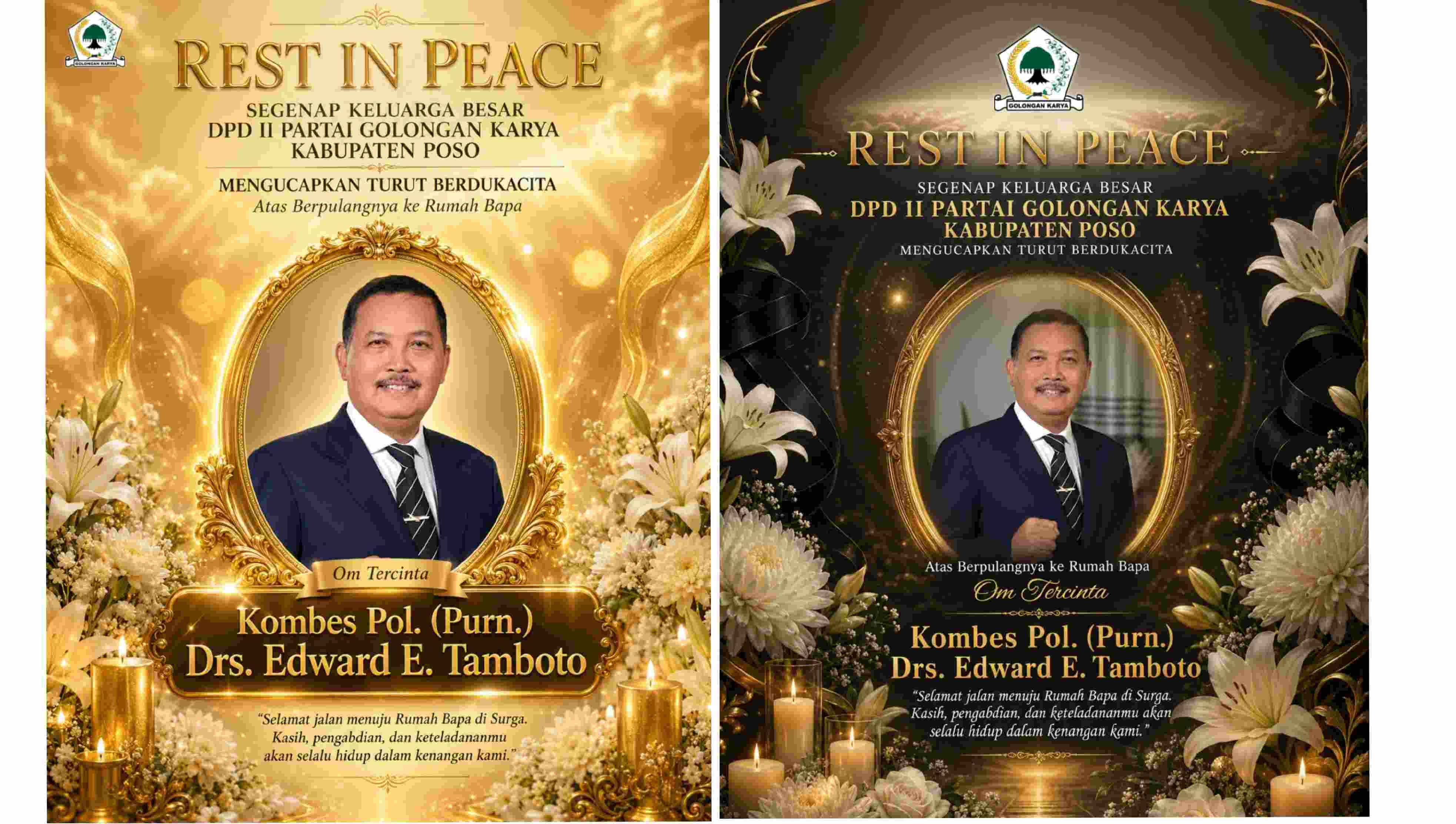 DPD II Golkar Poso Berduka atas Berpulangnya Kombes Pol. (Purn.) Drs. Edward E. Tamboto