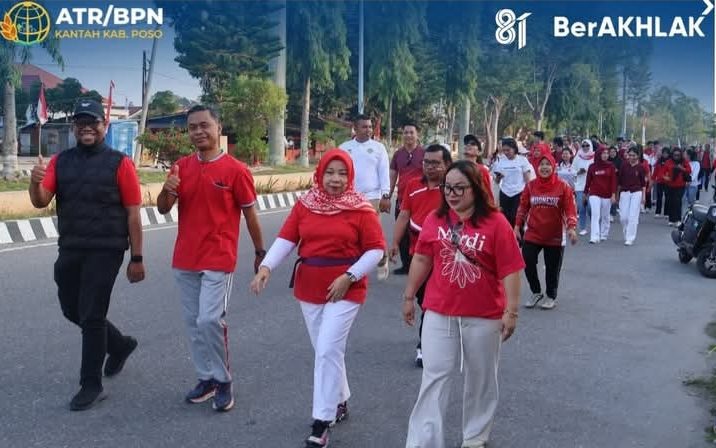 Kantah Poso Gelar Jalan Santai dan Lomba Bersama Mitra PPAT