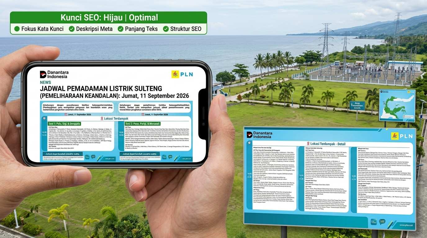 Jadwal Pemadaman Listrik PLN di Palu, Sigi, Poso, Parigi, Morowali, dan Donggala Hari Ini, 11 September 2026