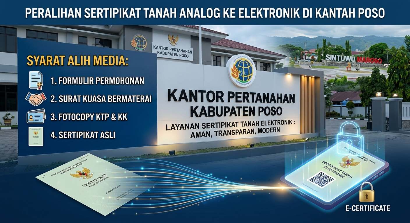 Layanan Pertanahan Poso Modern, Kantah Imbau Warga Alih Media ke Sertipikat Elektronik