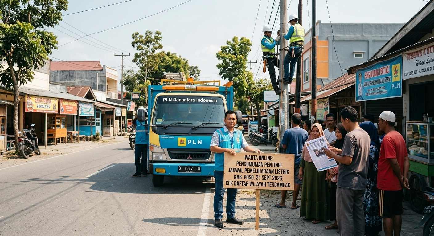 Jadwal Mati Lampu Kab Poso Hari Ini Senin 21 September 2026, Cek Wilayah Terdampak!