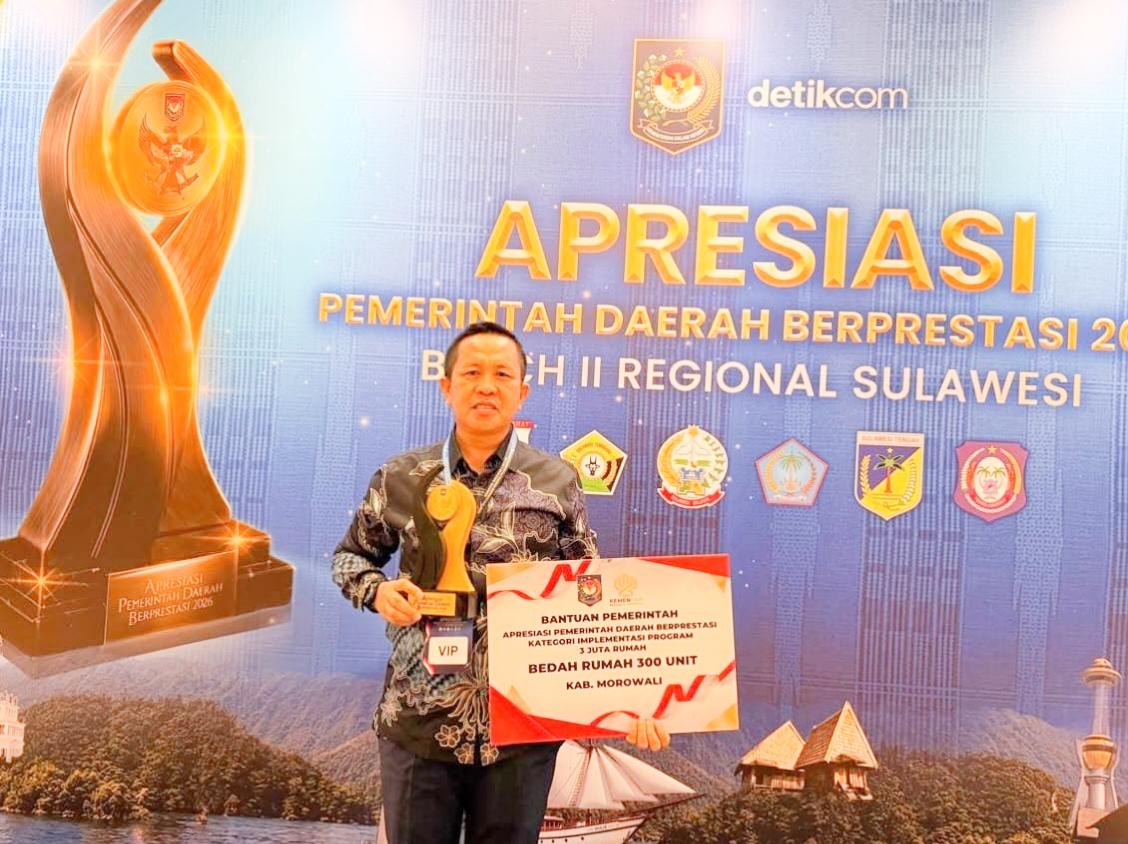 Bupati Morowali Raih Penghargaan Terbaik I Implementasi Program 3 Juta Rumah Regional Sulawesi