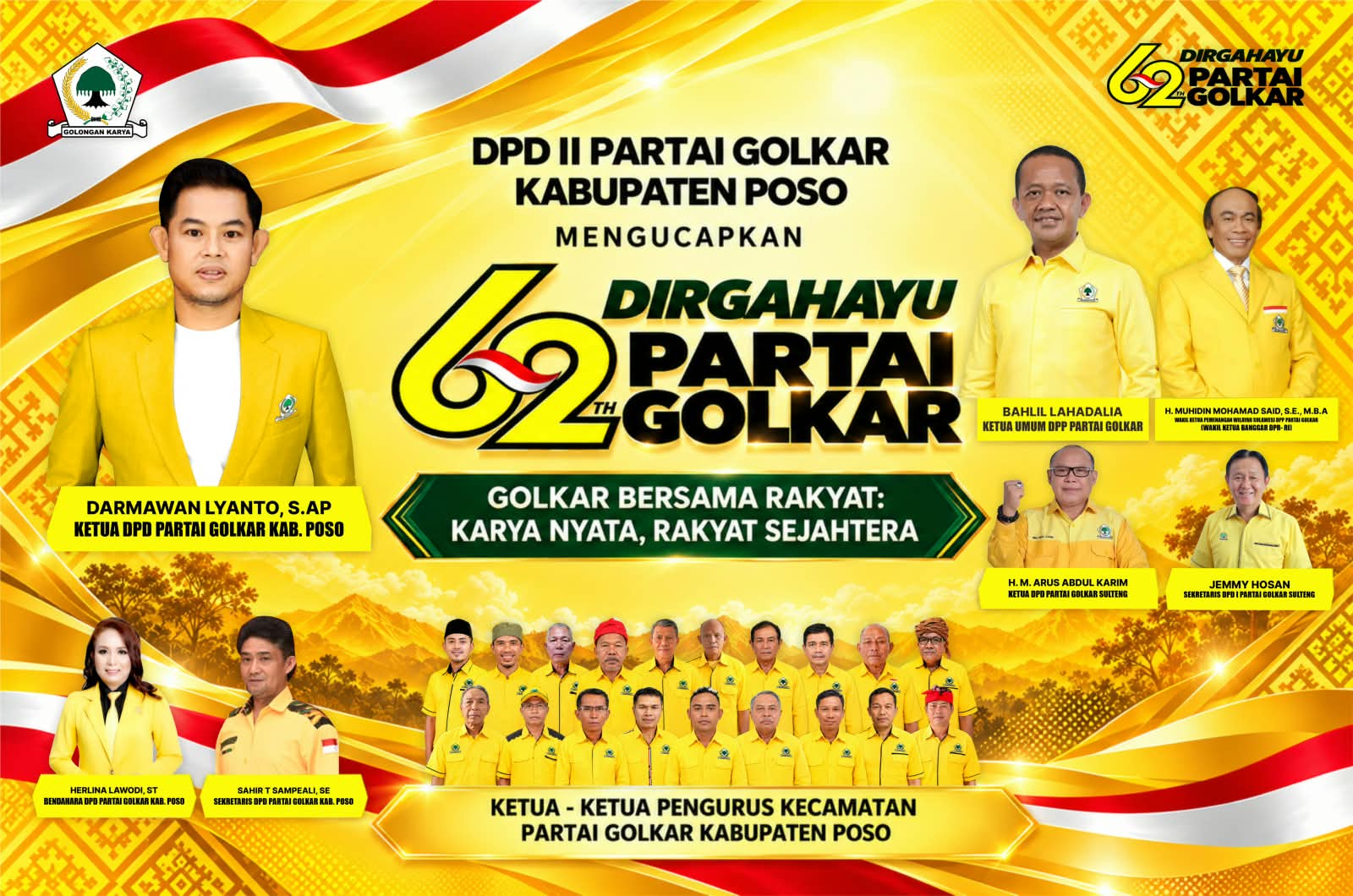 Sambut HUT ke-62, Golkar Poso Komitmen Wujudkan ‘Karya Nyata, Rakyat Sejahtera’