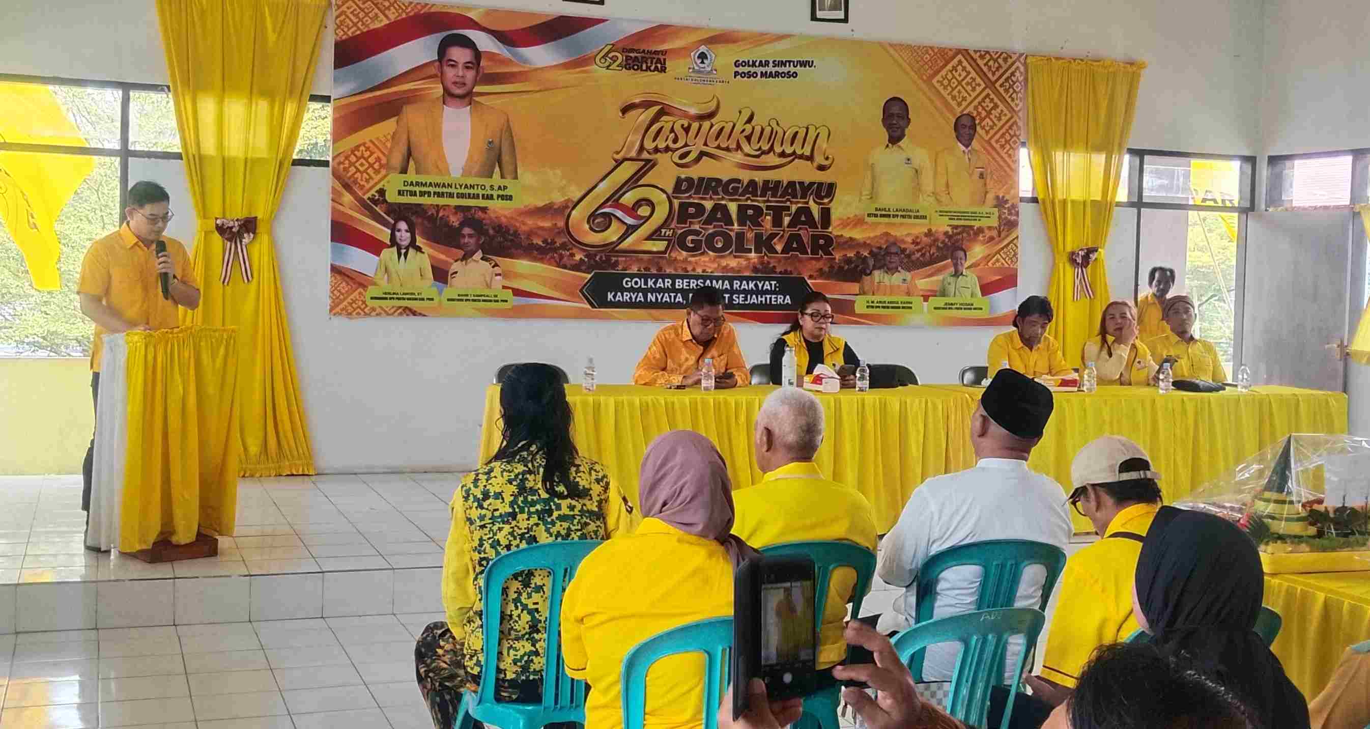 Buka Tasyakuran HUT ke-62, Darmawan Lyanto Tegaskan Komitmen Golkar Poso Bersama Rakyat